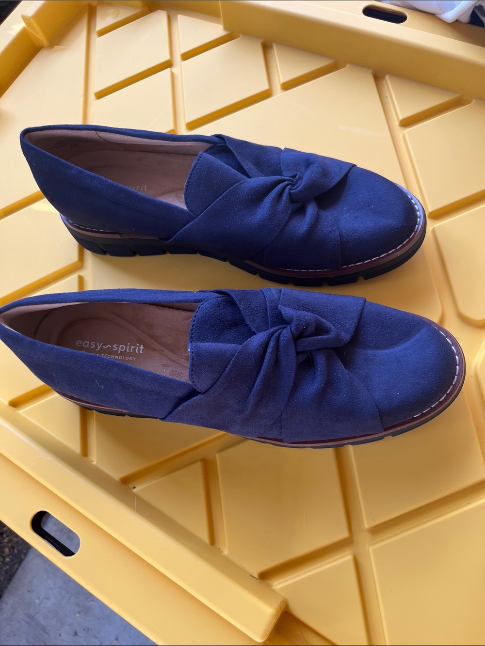 Easy Spirit Navy Knot-Front Slip-On Loafers
